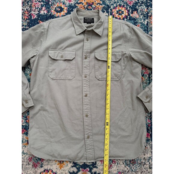 C.C. FILSON Men's Chino Twill Button Down Shirt in Fog Gray Size Large - Picture 6 of 10